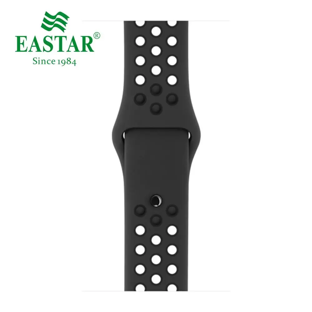 Eastar красочный наручный ремешок мягкий силиконовый 42 мм/38 резиновые спортивный браслет для наручных часов Apple Watch Series 5 4, 2, 3, ремешок для наручных часов iWatch модель Sports - Цвет ремешка: Black