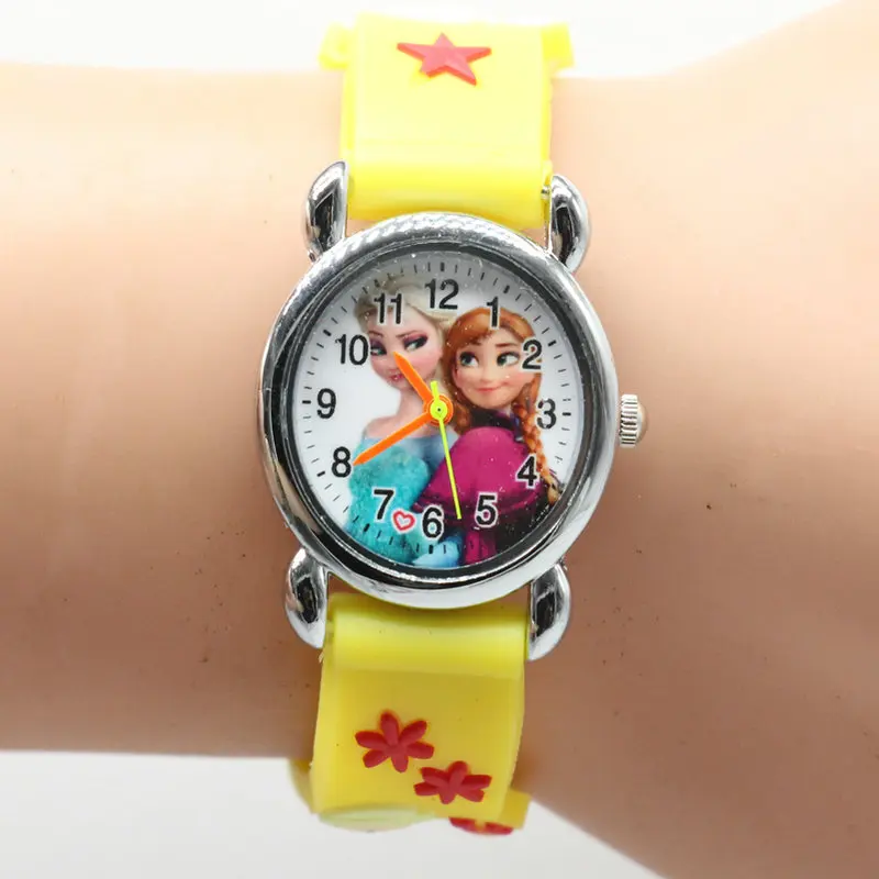 Infantil Reloj Принцесса Эльза Анна мультфильм часы 3D Для детей Кварцевые наручные часы