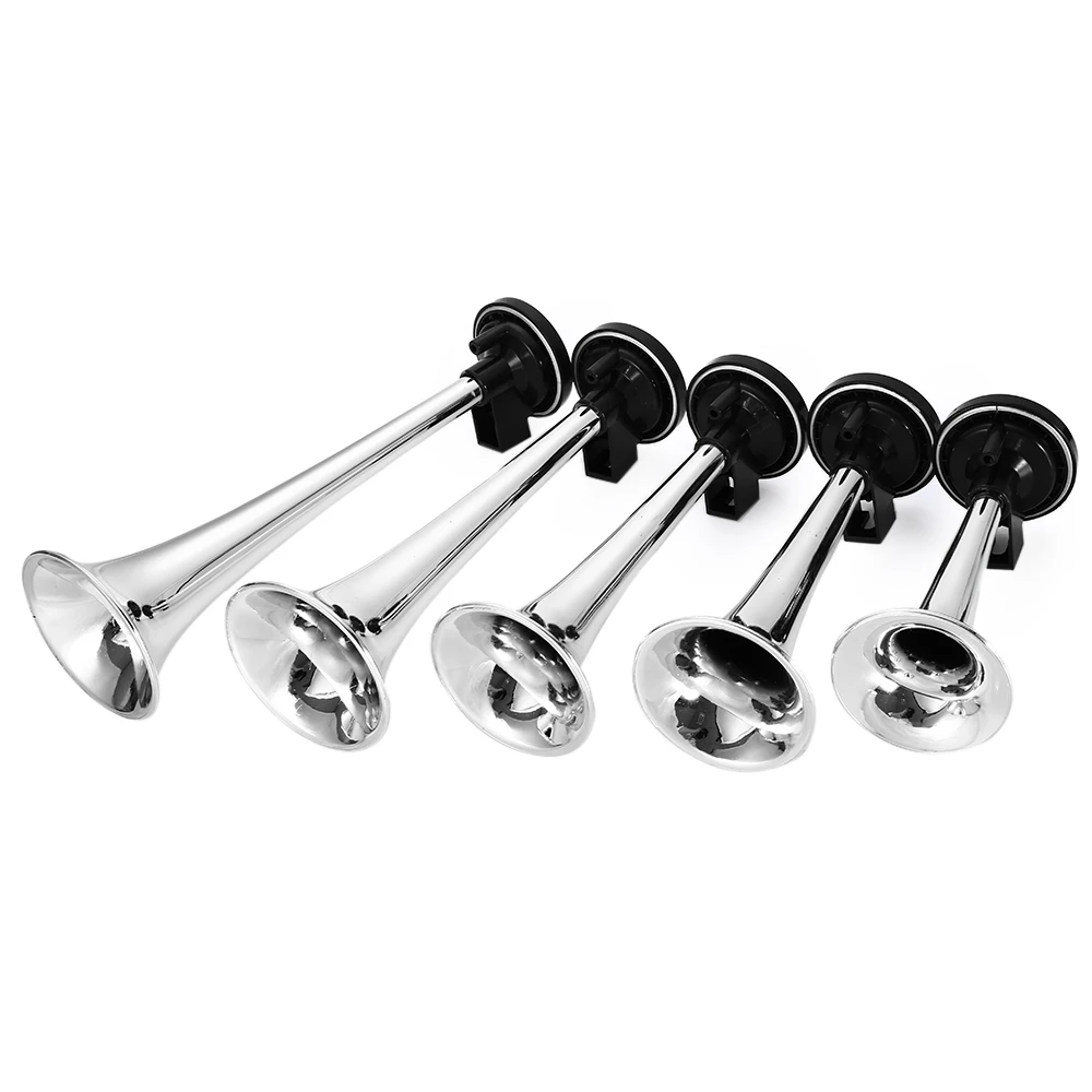 5pcs Pneumatic Compressor 150DB Dual Pipe Whistle Trumpet Air Horn Kit