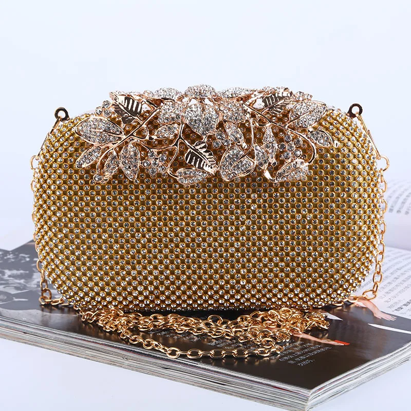 Evening Bag Wallet Flower Rhinestone Crystal Clutch Purse Luxury Jewelry Hard Case Clutches Handbag Wedding 81-53 | Багаж и сумки