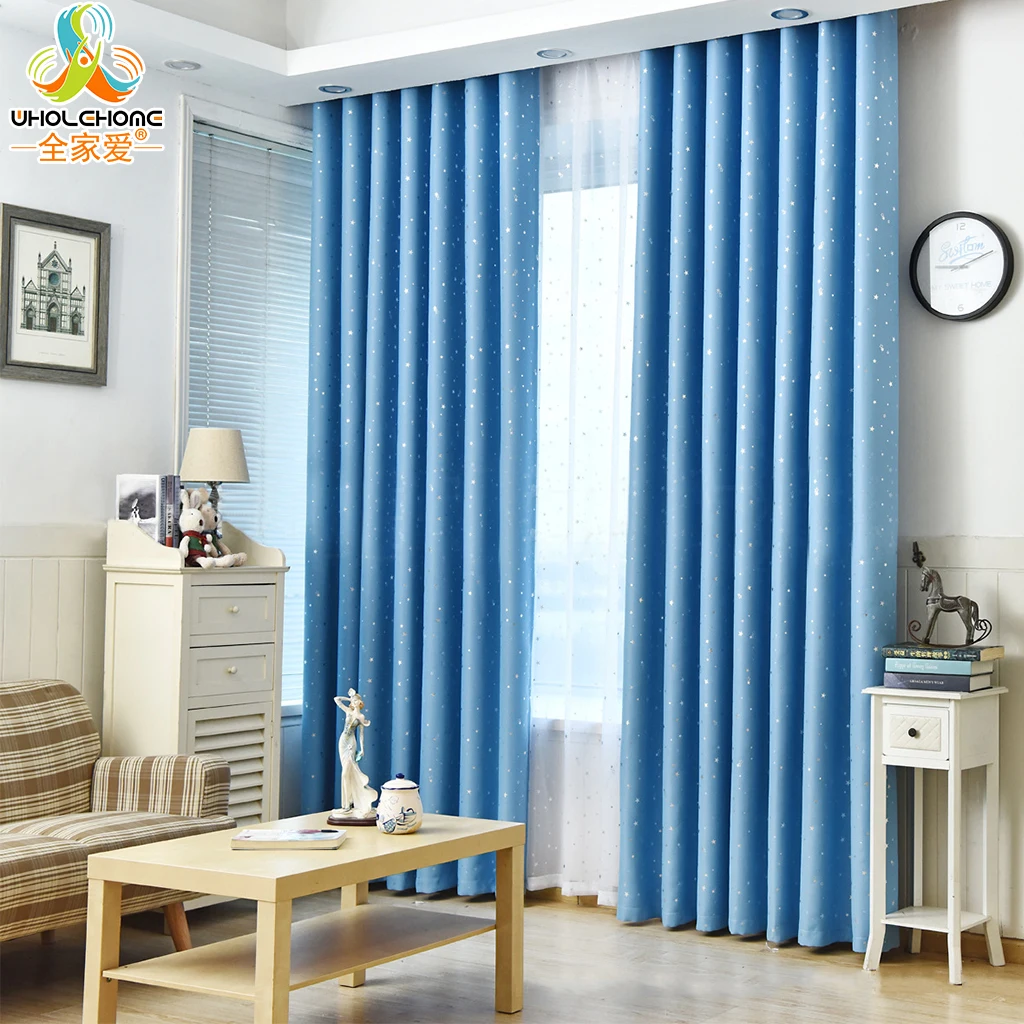 

Bronzing Stars Decorative Window Treatment 5 Colors Blackout Curtain Drapes for Living Room Kids Bedroom Blinds Decoration