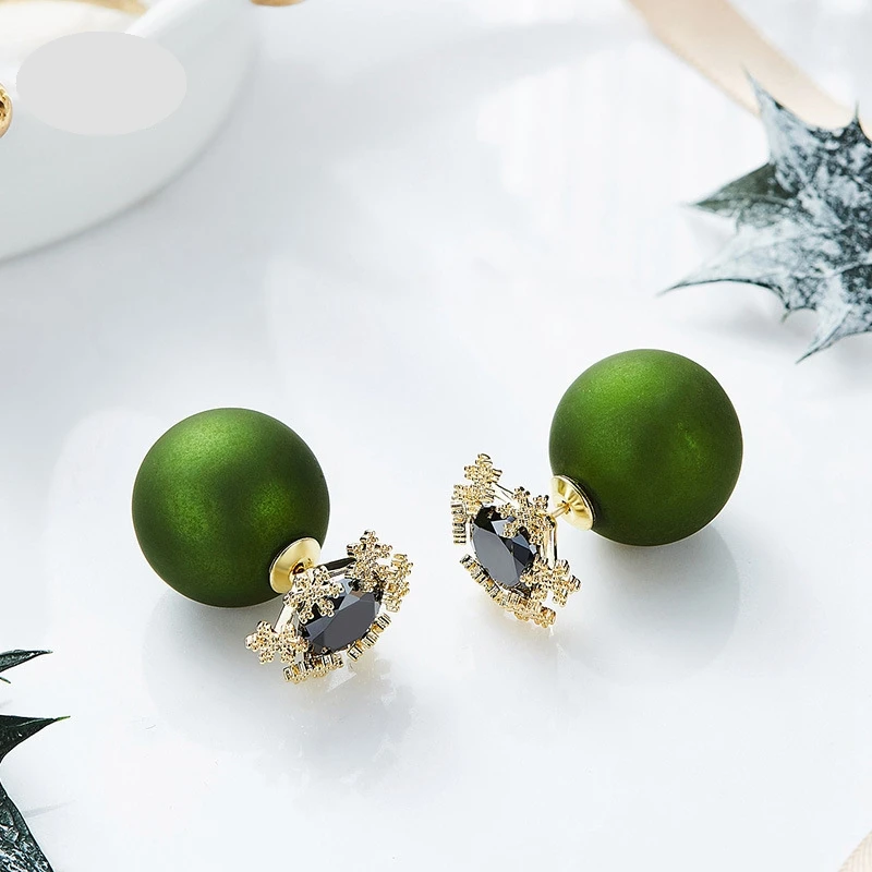 

Pure pearl crystal stud earrings 925 sterling silver needles trendy fashion snowflake design earrings for women charms jewelry
