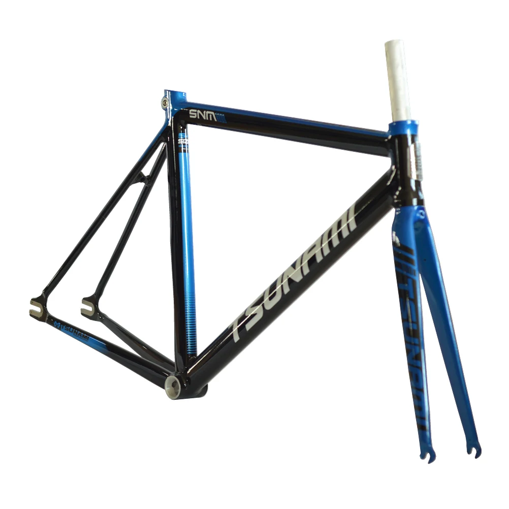 Discount TSUNAMI Aluminium Broken wind Fixed Gear Frameset Fork 700c x 52cm 54cm Fixie frame Track High Quality Bicycle Parts SNM300 6