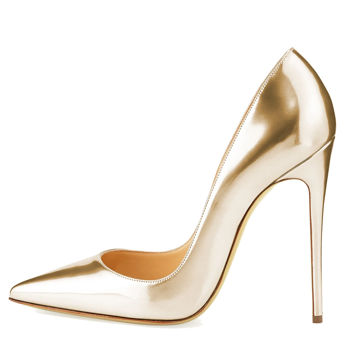 Aimirlly/женские туфли-лодочки с острым носком на высоком каблуке; свадебные модельные туфли без застежки из лакированной кожи; Цвет серебристый, золотистый; светильник