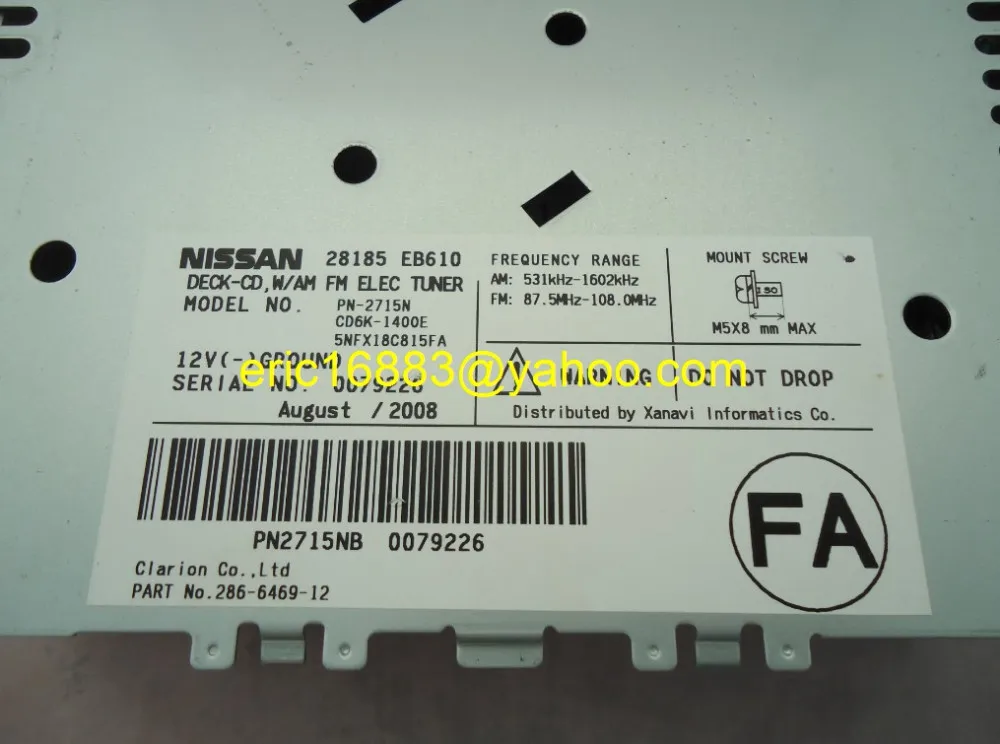 Nissan PN-2715N 6 CD MP3 infiniti'