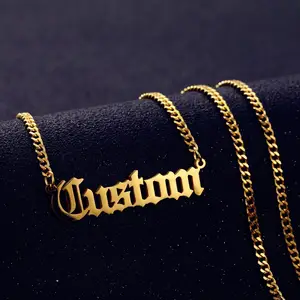 Necklace Pendant Cuban-Chain Nameplate Gifts Gold-Color Personalized Women Handmade Necklace Pendant Cuban-Chain Nameplate Gifts Gold-Color Personalized Women Handmade