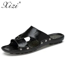 Хызы мужской модный кожаный чехол-портмоне с застежкой; женские кожаные Вьетнамки; летние модные пляжные шлёпанцы, тапочки для мужчин; большие размеры;