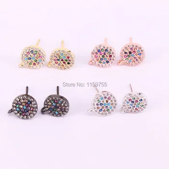 

Fashion 6Pair Mix Color Round Earring Studs, Micro Pave CZ Stud Earrings Women Jewelry