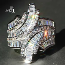 Ювелирные изделия yayi Мода Принцесса огранка 4,4 карат белый циркон серебряный цвет обручальные кольца Свадебные Кольца вечерние кольца 643