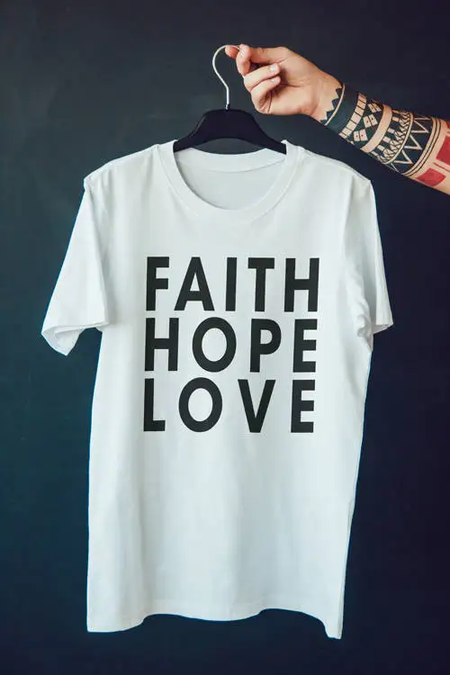 Забавные женские футболки Faith hope love Повседневная футболка с надписью графическая