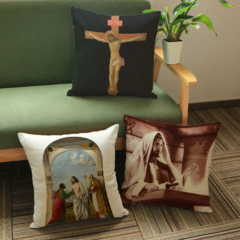 Christianity Jesus Cross Preaching Printed Linen Pillow Case Religious