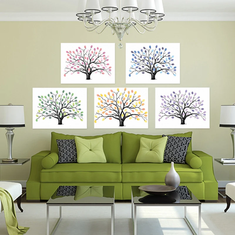 

Wedding Tree Guest Book Personalized Canvas Fingerprint Painting Wedding Gifts DIY Comunion Birthday Party Decorations