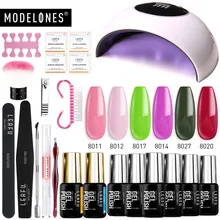 Modelones 20 шт./лот инструменты для ногтей светодиодные наборы ламп замочить 6 Цветной Гель-лак полный набор инструментов для дизайна ногтей набор 24 Вт быстрая сухая УФ лампа