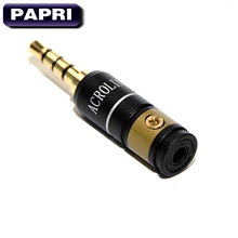 PAPRI DIY HiFi 3 5mm Plugs Repair Headphone Jack Audio Pure Brass Gold Plated Connector Plug For Earphone Cable