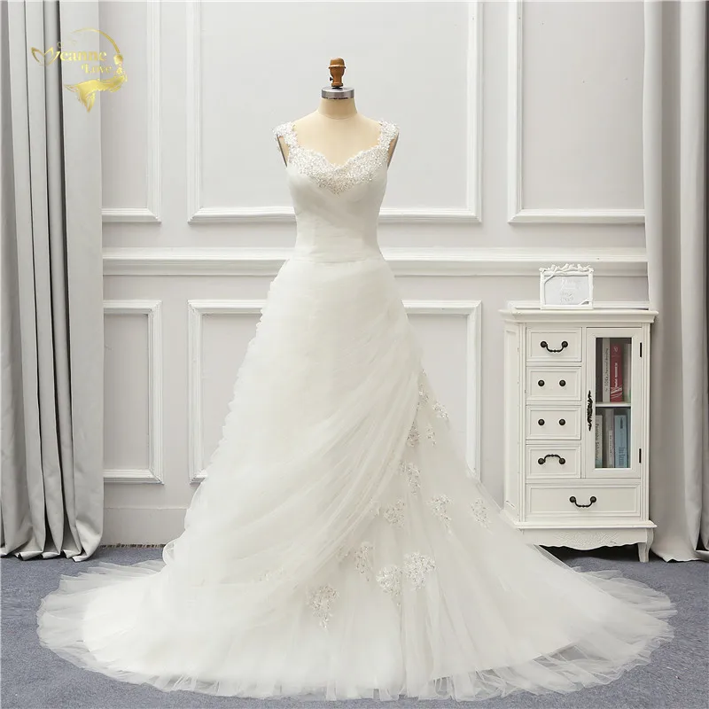 

Jeanne Love Tulle Wedding Dress 2019 Lace Robe De Mariage A Line Sweetheart Vestido De Noiva Brida Beads JLOV76001 Wedding Gowns