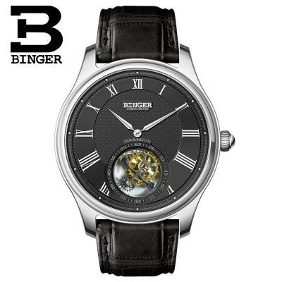 Оригинальные Роскошные Брендовые мужские часы BINGER TOURBILLON с ремешком из крокодиловой кожи сапфировые водонепроницаемые механические мужские часы - Цвет: 80803-3