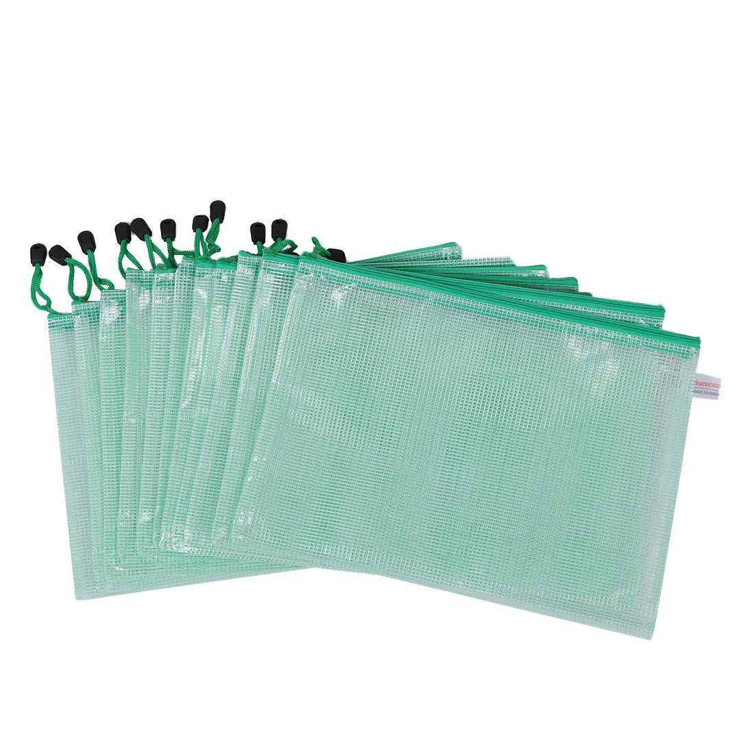 

Wholesale 5pcs of 12 Pcs A4 Paper Gridding Zipper Closure Files Bags Folders Green