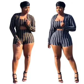 

Autumn Sexy 3 Piece Set Coat with Strapless Top And Shorts Women New Suits