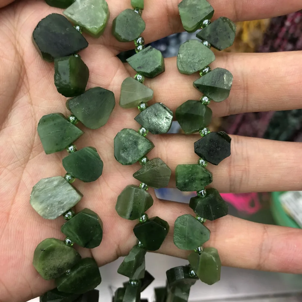 

Wholesale Natural Raw Nephrite Pear Drop Nugget Beads,Genuine Gem Jewelry Making Beads 3strings of 15.5"