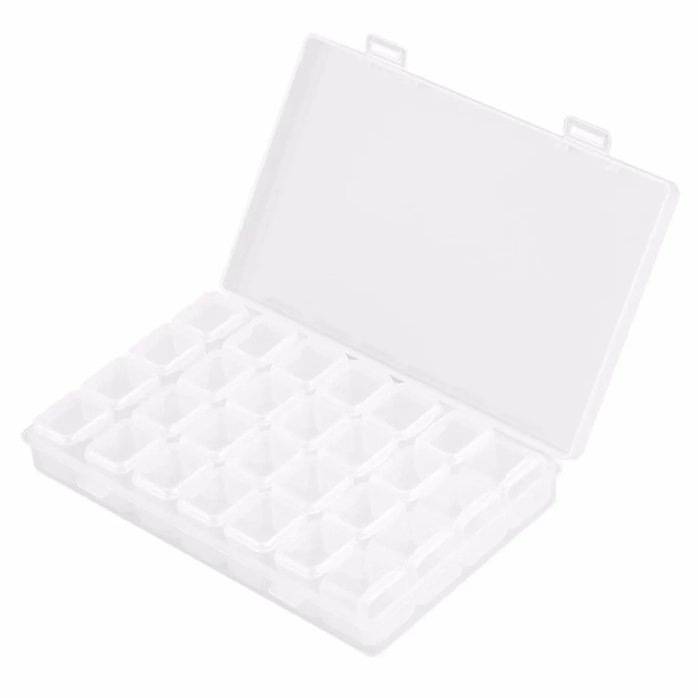 28 слотов прозрачный пластик дизайн ногтей украшения чехол для хранения Box держатель упаковка блеск горный хрусталь бусины аксессуары