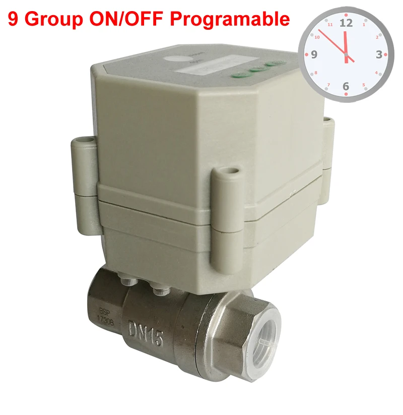 

1/2'' Stainless 304/316 Clock Timing Control Valve,110V-240VAC Timer Controlled Valve 9 scheduel programable for drinking water