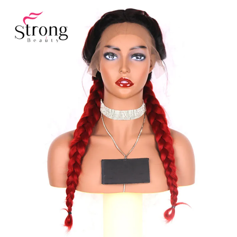 StrongBeauty Ombre золотой блондинка Искусственные парики Синтетический Плетеный синтетические волосы на кружеве парик Длинные Черный