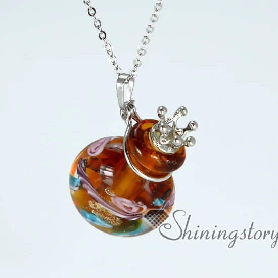 round essential oil necklace wholesale handmade glass perfume small
