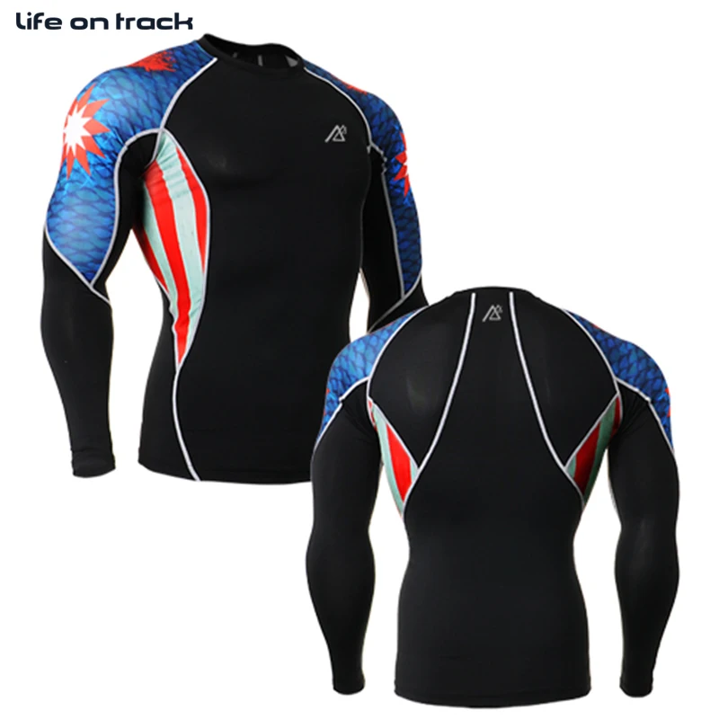 

2016 Brand New Cycling Jerseys Sportwear Men's Exercise Compression Base Layer Double Graphic Sleeves Gym Running Tights