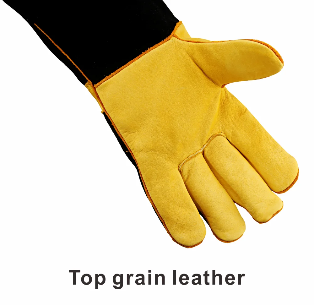 KIM YUAN 048 кожаные перчатки сварочные-тепло/огнестойкий, для сварщика/печи/камин/обработка животных/барбекю-коричневый 14in