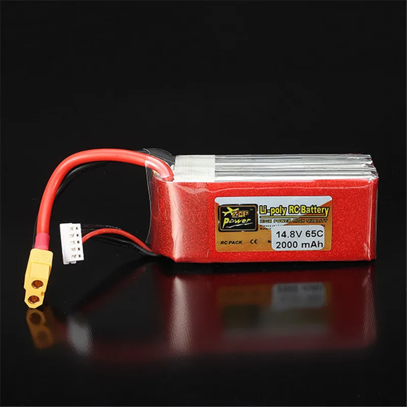 

2018 New Original Rechargeable ZOP Power 14.8V 2000mAh 4S 65C Lipo Battery XT60 Plug for Charging Quadcopter Helicopter Parts