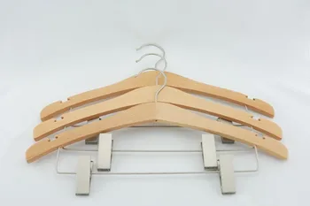 

Jetdio Luxury Natural Beech Wooden Suits Hanger with Pearl Nickel Clips (10 Pieces/ Lot)
