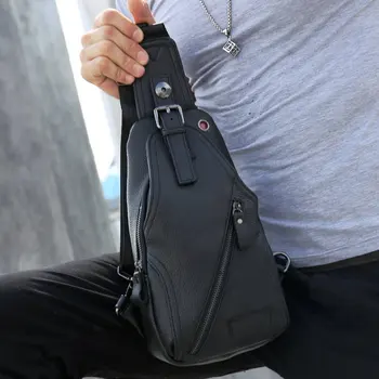 

2019 New 100% Genuine Buisness Casual Cowhi Leather Chest Bag Crossbody Bag Brand Designer Male Shoulder Bag