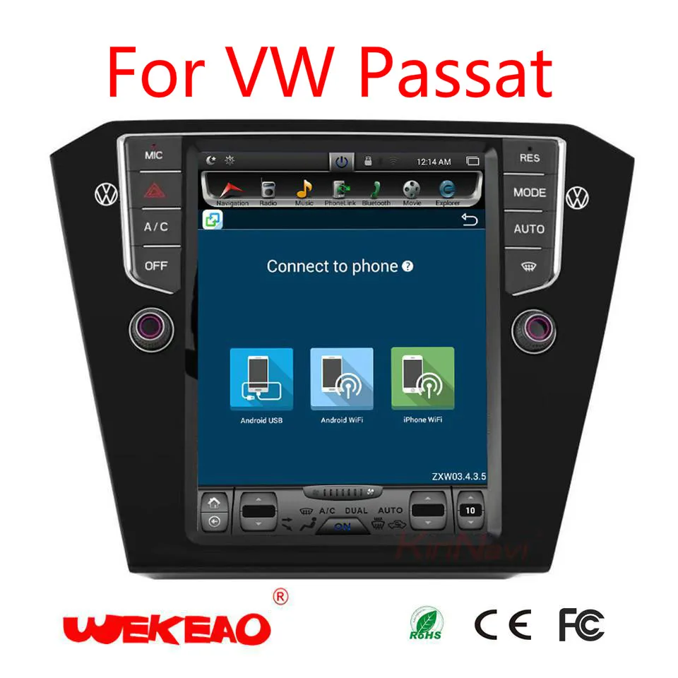 Wekeao 10 4 &quotвертикальный Экран Тесла Стиль Автомагнитола плеер для VW Passat радио gps