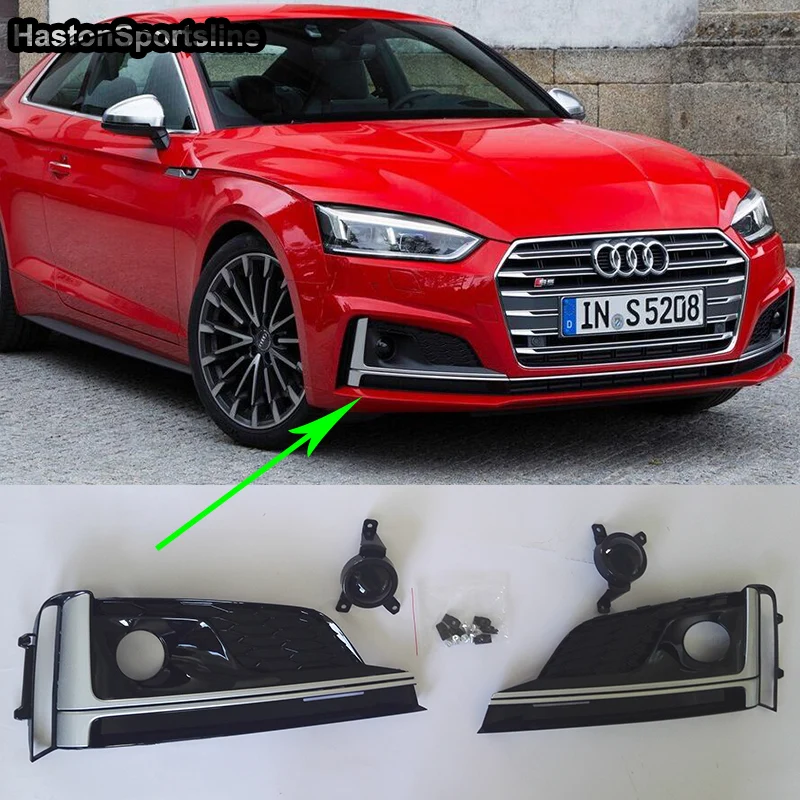

A5 S5 Black Front Fog Light Cover Grill Fog lamp Trim For Audi A5 S5 Sline 2017-2019