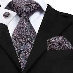 SN-1639 Привет-галстук шелковый галстук Ханки Запонки Набор осень 2017 г. Дизайн высокое качество жаккардовые ткани Gravatas галстук для Для мужчин
