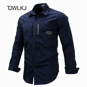 

TJWLKJ Plus Size New Thin Breathable Military Men Shirts Long Sleeve Slim Men's Shirts Summer 2019 Business Men Brand Clothing