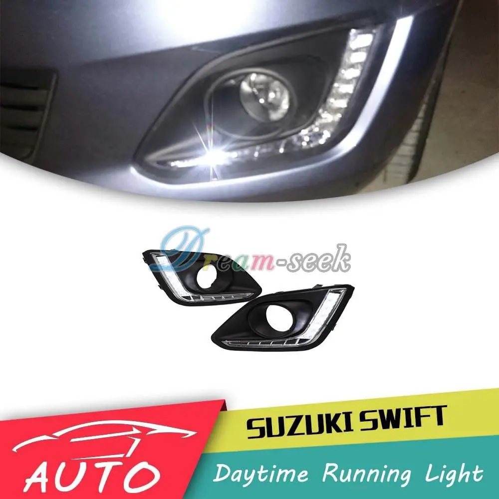 DRL для Suzuki Swift DZire 2014 2015 2016 светодиодный автомобилей дневного ламповое реле Водонепроницаемый вождения противотуманные день лампы дневного