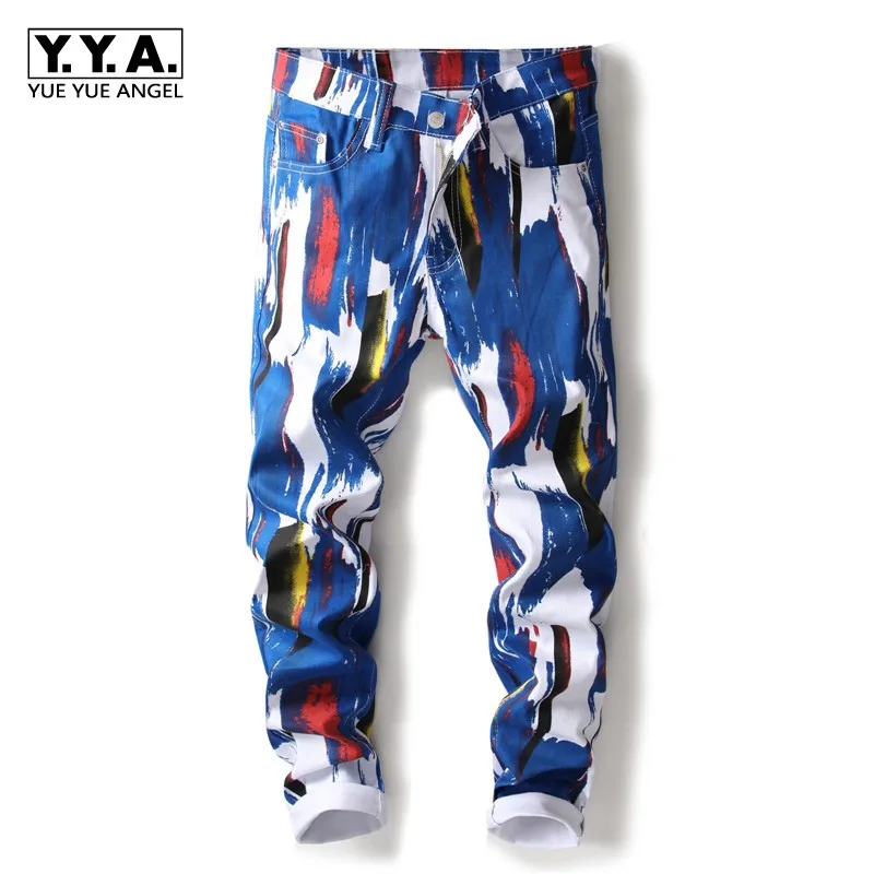 2019 New Arrival Autumn Man Skinny Pants Fashion Cotton Printing Elastic Pencil Pants Korean Casual Hip Hop Pants Plus Size