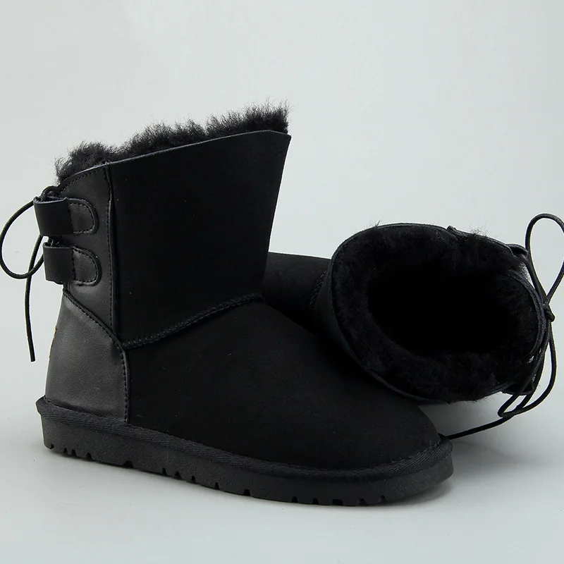 

Fashion Novel and unique suede Sheepskin with wool laces women's snow boots shock absorber warmth in the winter women's shoes