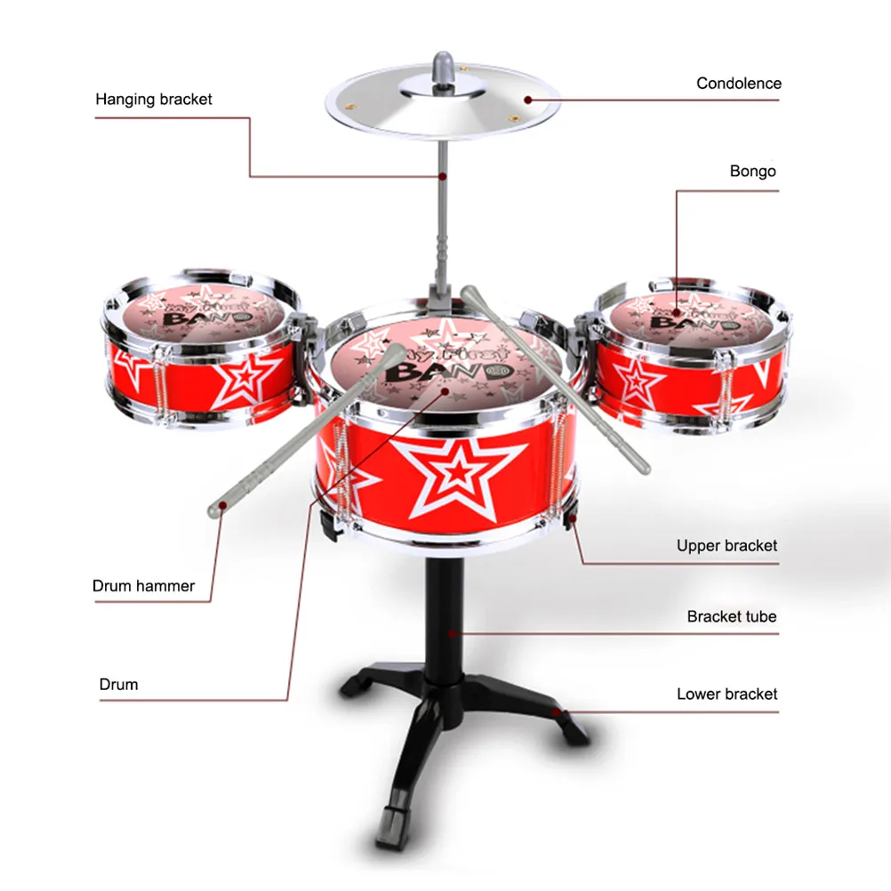 Музыкальные инструменты классический джаз барабанный барабан детские музыкальные игрушки детские игрушки для малышей образовательная интерактивная игрушка