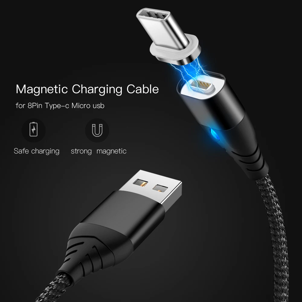 Магнитный usb-кабель 3A для быстрой зарядки Micro USB type-C кабель для samsung Xiaomi Универсальный usb-шнур для передачи данных Магнитная линия для samsung