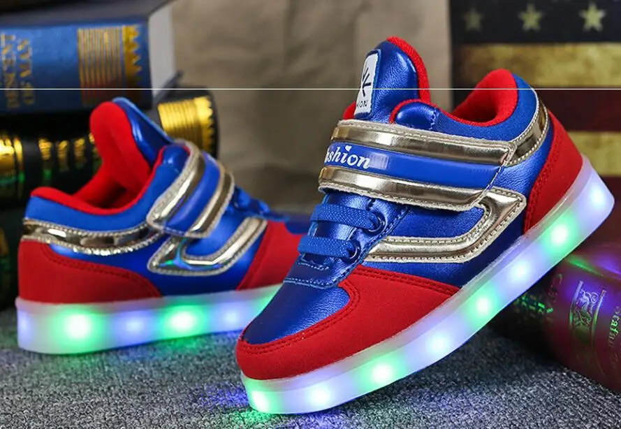 AH Glowing sneakers Luminous children Boys led Shoes USB rechargeable