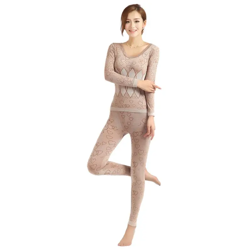 Winter Women Thermal Underwear Sets Women Ladies Seamless Underwear Winter Base Layers Thermal Warm Sleepwear Set