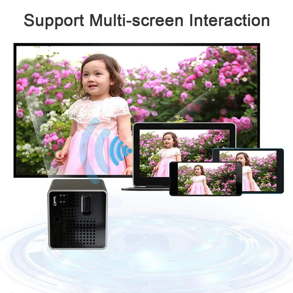 Мини-проектор 1080P беспроводной wifi мобильный проектор Поддержка Miracast DLNA карманный проектор домашний кинотеатр 5,1 мультимедийный проектор DLP аккумулятор