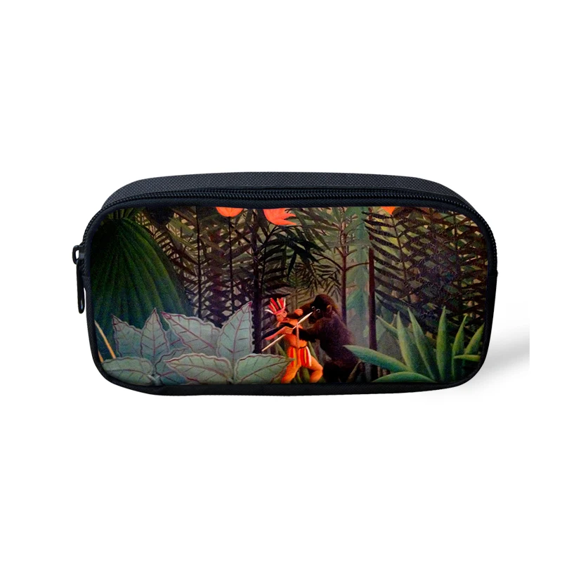 

Henri Rousseau Painting Kids Pencil Bag Women Makeup Bag Girl Cosmetics Cases Pen Box For School Stationery Holder Drop Shipping