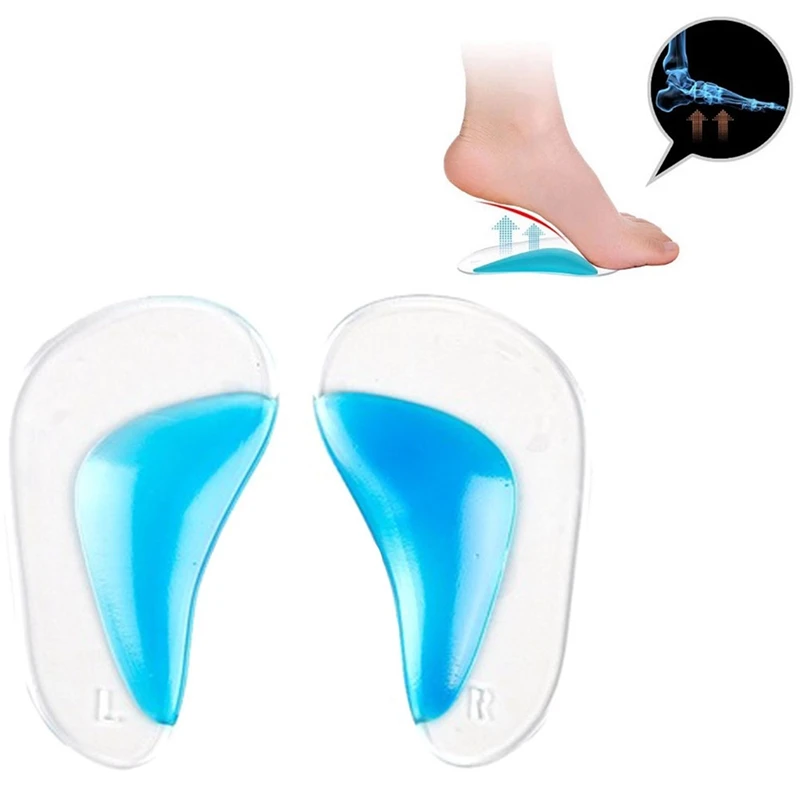 

1pair Children Silicone Foot Pad Flat Foot Orthosis Correction Foot Insoles To Support Baby Foot Eyepiece Inside And Outside