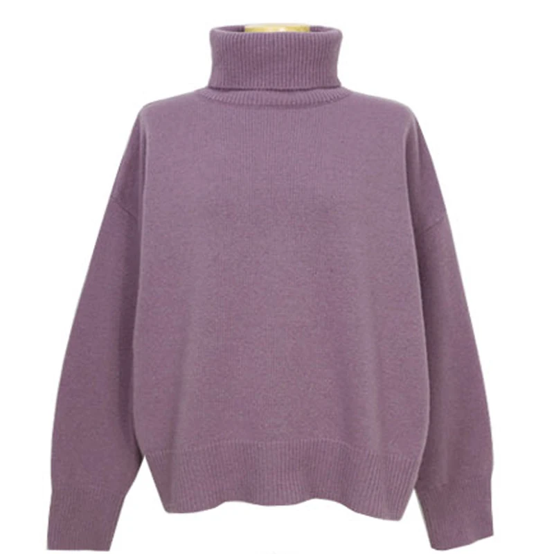 

Autumn Winter Retro Turtleneck Long Sleeved Female Pure Color Warm Women Sweater