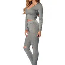 Женский спортивный костюм из двух предметов с капюшоном и длинными рукавами и вырезами, спортивный костюм для дома, спортивный костюм для йоги, одноцветная одежда для тренировок