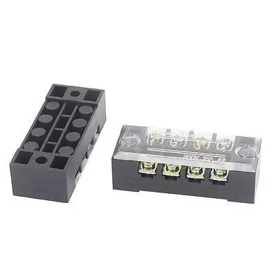 

10Pcs 600V 15A Dual Row 4 Position Covered Screw Terminal Barrier Blocks TB1504