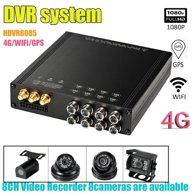 $US $836.64 HDVR8085 8CH 1080P DVR kit system with 8pcs camera video support GPS 4G WiFi Mobile DVR for car Bus
